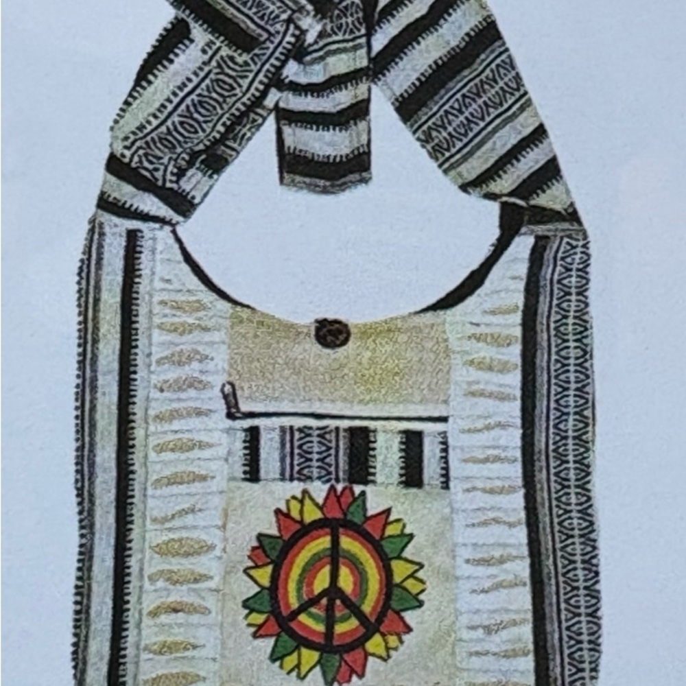 Striped Bag with Colorful Peace Sign